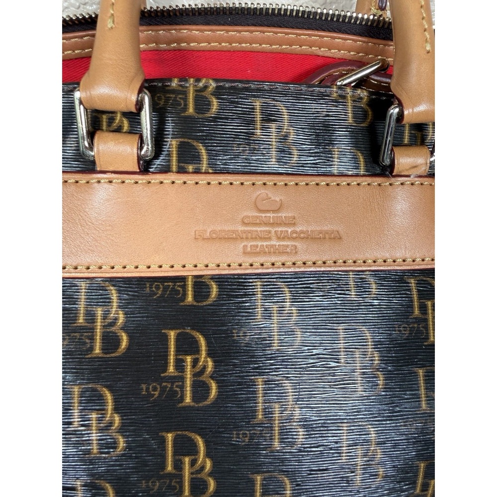 Dooney & Bourke 1975 Monogram Satchel Bag Florentine Vachetta Leather Crossbody - Picture 2 of 6